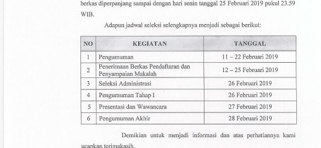 Pengumuman Perpanjangan Pendaftaran Seleksi Calon Camat di Lingkungan Pemerintah Kota Depok