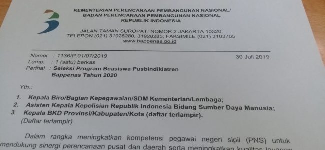 Beasiswa Pusbindiklatren Bappenas Tahun 2020 Beasiswa Pusbindiklatren Bappenas Tahun 2020