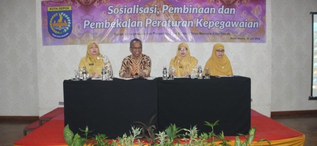 Kegiatan Sosialisasi, Pembinaan dan Pembekalan Peraturan Kepegawaian bagi PNS di Lingkungan Pemerintah Kota Depok Kegiatan Sosialisasi, Pembinaan dan Pembekalan Peraturan Kepegawaian bagi PNS di Lingkungan Pemerintah Kota Depok